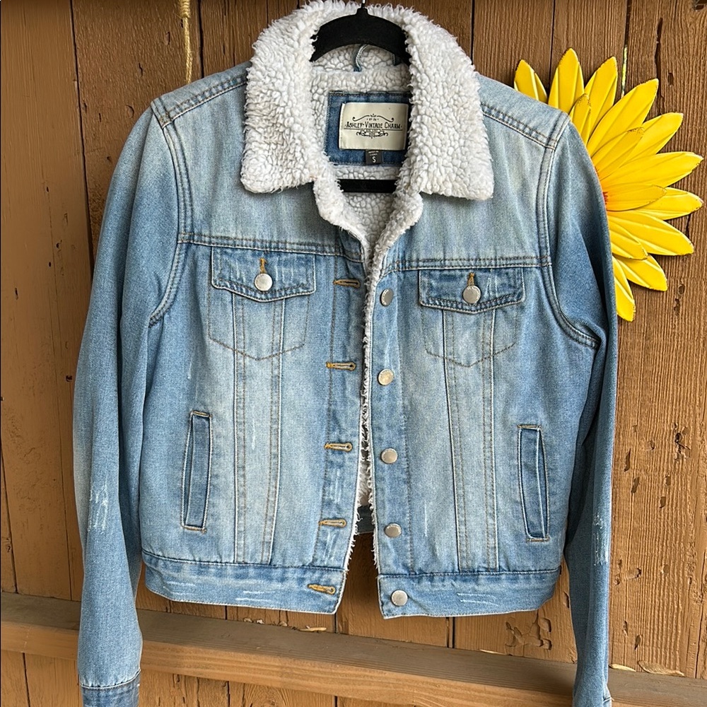 Light Blue Sherpa-Lined Jacket